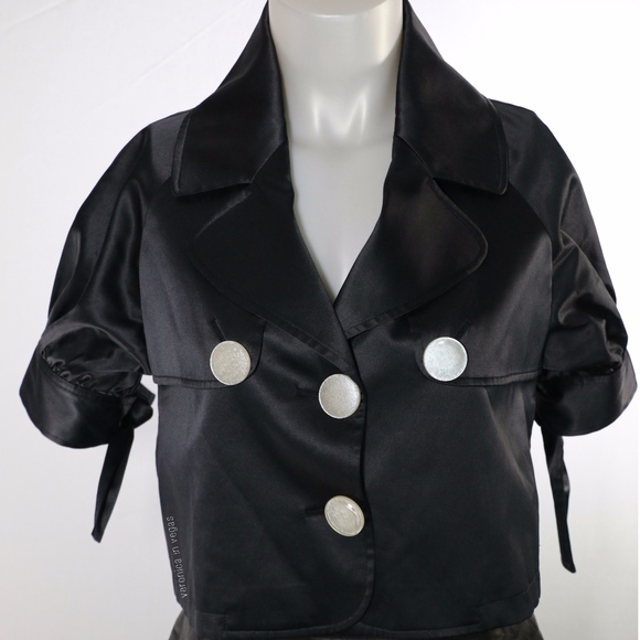 VERTIGO PARIS CROPPED SATIN TRENCH JACKET - Picture 2 of 4